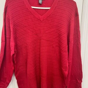 Kenneth Cole Reaction V-Neck Sweater in Bold Red